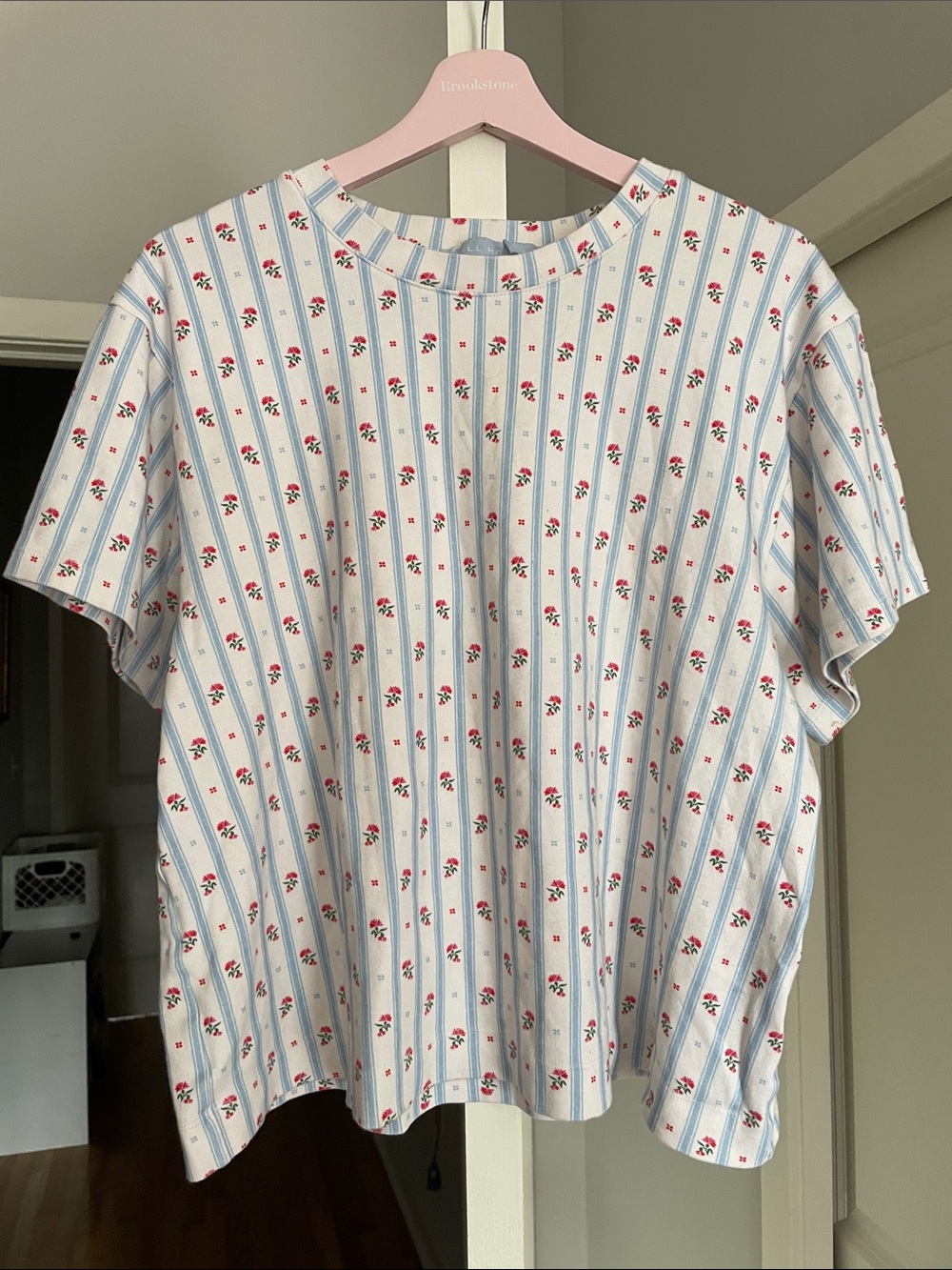 Hill house pajama tshirt with striped floral print medium